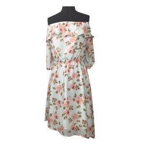 Free Press NWT  Off Shoulder Floral Print Asymmetrical lied Dress XL